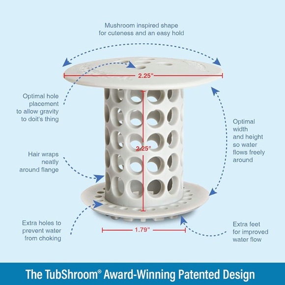 TubShroom Tub Hair Catcher Drain Protector, Fits 1.5 inch-1.75 inch, Gray - Picture 4 of 11